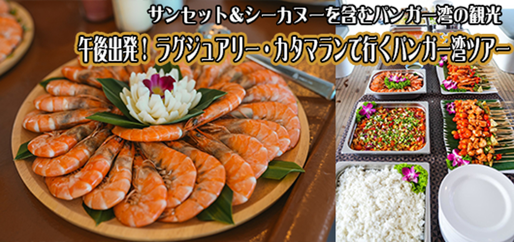 昼出発ラグジュアリーカタマラン船でゆくパンガー湾ツアー